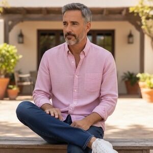 J. Crew Mens XL Slim Secret Wash Shirting Stretch Button Down Shirt Pink Cotton